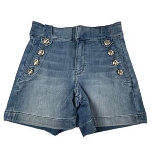 WHITE HOUSE BLACK MARKET Shorts Womens 0 Blue Denim Mid Rise Button Detail